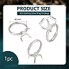 1Pc Adjustable Rhodium Plated 925 Sterling Silver Ring Findings STER-BC0002-38P-2