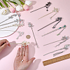 12Pcs 12 Styles Alloy Flower Butterfly Hair Sticks OHAR-PH0001-37-3