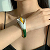 Alloy Enamel White Flower Hinged Cuff Bangles for Women WG1B8A2-02-1
