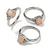 Oval Natural Sunstone Adjustable Rings RJEW-Q818-01P-02A-1