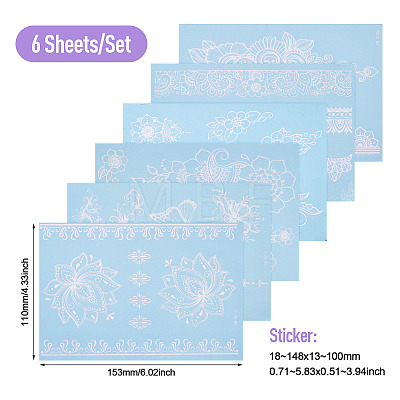 6 Sheets Luminous Paper Tattoo Stickers STIC-TAC0001-007B-1
