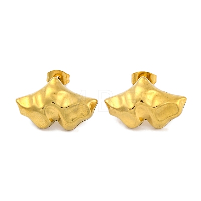 Leaf Ion Plating(IP) 304 Stainless Steel Stud Earrings EJEW-H013-32G-1