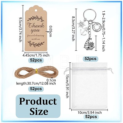 52Pcs Alloy Keychains KEYC-OC00011-1