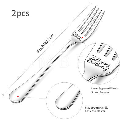 Globleland Word Pattern 304 Stainless Steel Fork AJEW-GL0001-17J-1