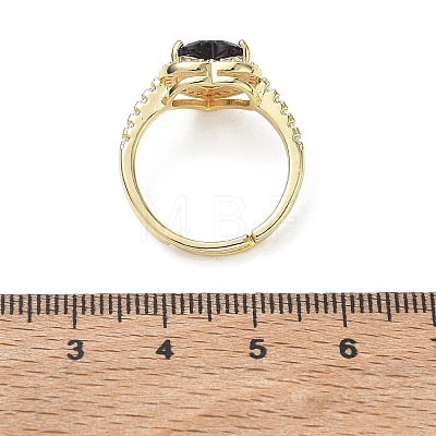 Brass & Purple Heart Cubic Zirconia Finger Rings for Women CU-CBA7E55-14G-1