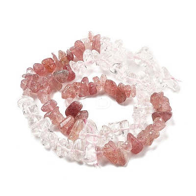 Natural Quartz Crystal & Strawberry Quartz Beads Strands G-L610-A26-01-1