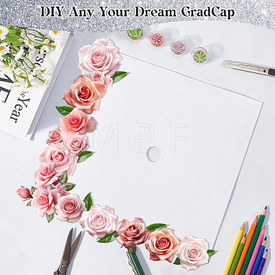 Square EVA Glitter Graduation Cap Topper Stickers DIY-WH20053-05B-1