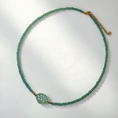 Ocean Handmade Lampwork Shell Shape and Rondelle Beaded Necklaces with 201 Stainless Steel End Chains WG494DC-02-1