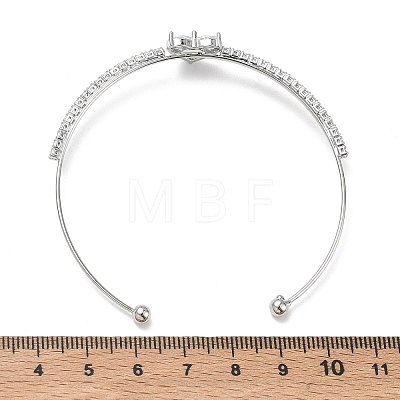 Brass Micro Pave Clear Cubic Zirconia Cuff Bangles KK-D112-04P-1