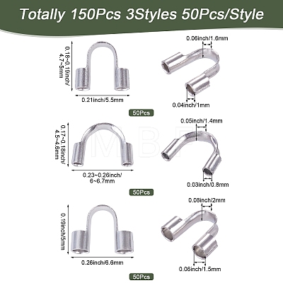 150Pcs 3 Styles 304 Surgical Stainless Steel Wire Guardian and Protectors STAS-TA0006-36P-1