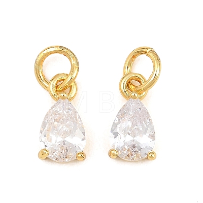 Brass Pave Cubic Zirconia Charms KK-K340-51G-09-1