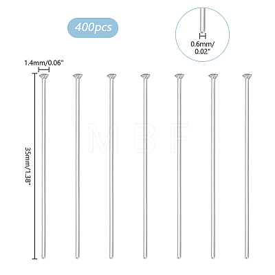   400Pcs 304 Stainless Steel Flat Head Pins STAS-PH0005-46-1