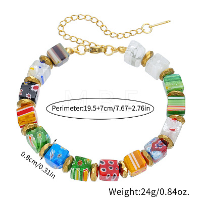 Millefiori Lampwork Beaded Bracelets for Women WGC5980-01-1
