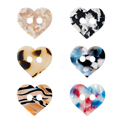 6Pcs 6 Colors Cellulose Acetate Buttons BUTT-HS0001-06-1