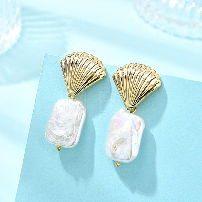 304 Stainless Steel and Natural Baroque Pearl Keshi Pearl Stud Earrings EJEW-JE07106-02-1