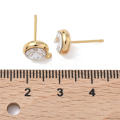 SHEGRACE Brass Rhinestone Flat Round Stud Earring Findings XGR0099G-120G-1