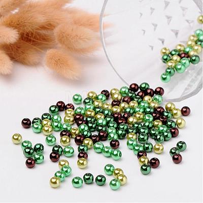 Choc-Mint Mix Pearlized Glass Pearl Beads HY-X006-6mm-04-1