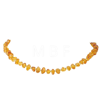 Natural Amber Chip Beaded Necklaces for Women NJEW-JN05862-1