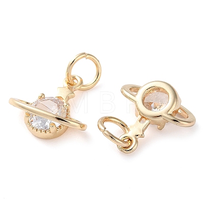 Rack Plating Brass Micro Pave Clear Cubic Zirconia Charms KK-D097-03G-1