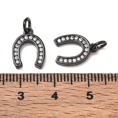 CZ Brass Micro Pave Cubic Zirconia Horse Shoe Charms ZIRC-L018-13B-1