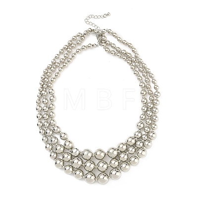 CCB Multi Layer Geometric Metal Round Bead Necklaces NJEW-K261-10P-1