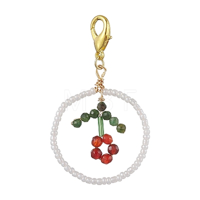 Ring Handmade Glass Seed Beads Pendant Decorations HJEW-MZ00067-1
