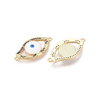Brass Micro Pave Colorful Cubic Zirconia Connector Charms KK-N287-41G-1