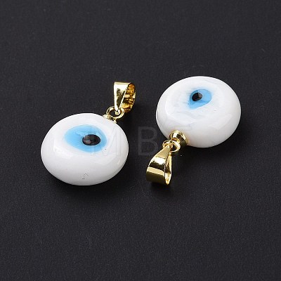 Handmade Lampwork Evil Eye Pendants LAMP-P057-01G-06-1