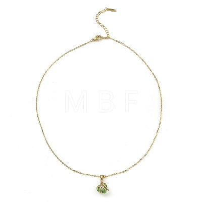 Heart Glass Pendant Necklaces NJEW-E105-11KCG-1