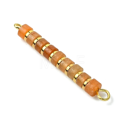 Natural Red Aventurine & Electroplated Synthetic Non-magnetic Hematite Heishi Connector Charms PALLOY-JF03291-01-1