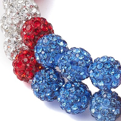 8mm Round Polymer Clay Rhinestone Wrap Bracelets BJEW-JB10480-1