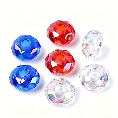 Independence Day Transparent Acrylic European Beads OACR-E033-25M1-1