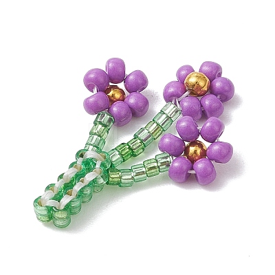 7Pcs 7 Colors Glass Seed Bead Pendants PALLOY-MZ01236-1