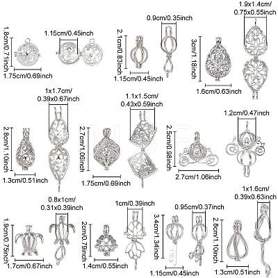 10Pcs 10 Styles Brass Locket Pendants KK-YW0004-79-1