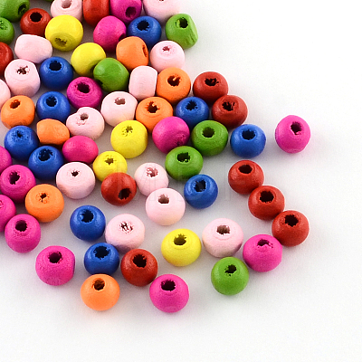 Dyed Natural Wood Beads WOOD-R249-049-1