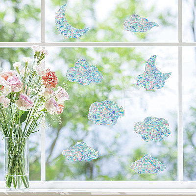 16Pcs Waterproof PVC Colored Laser Stained Window Film Static Stickers DIY-WH0314-098-1