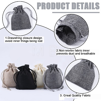 Beebeecraft 24Pcs 4 Colors Burlap Packing Pouches Drawstring Bags ABAG-BBC0001-08-1