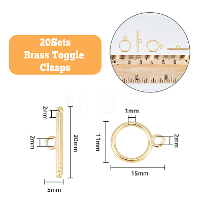 20 Sets Eco-friendly Brass Toggle Clasps KK-DC0002-29-1