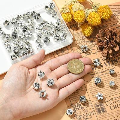 60Pcs 10 Styles Tibetan Style Alloy European Beads TIBE-CJ0001-26-1