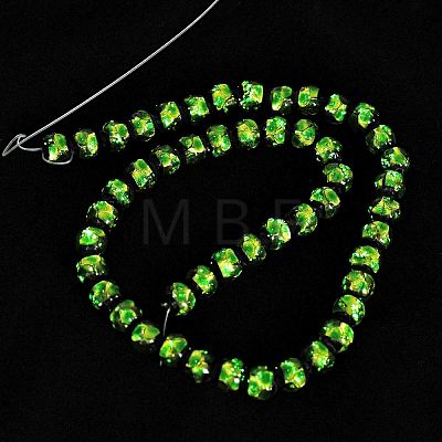 Glow in the Dark Luminous Style Handmade Silver Foil Glass Round Beads FOIL-I006-8mm-03-1