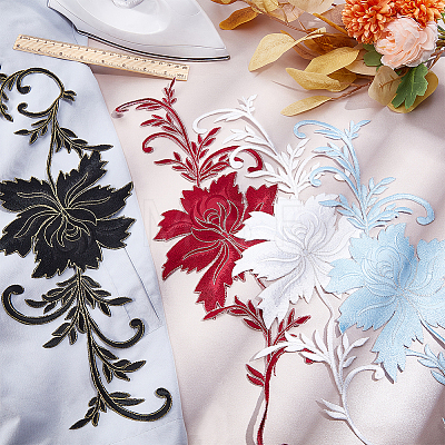 Peony Polyester Embroidery Ornament Accessories PATC-WH0008-04C-1