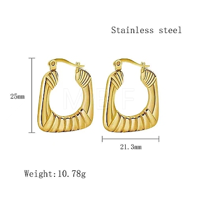 Stainless Steel Textured Thick Square Hoop Earring ZP5160-1-1