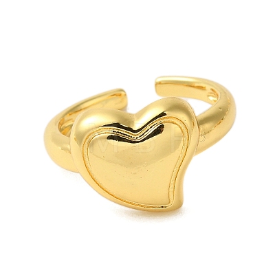 Heart Brass Open Cuff Rings for Women RJEW-A048-14G-1