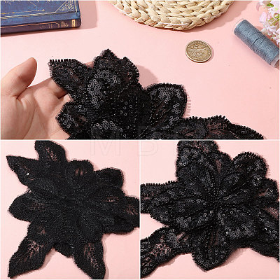2Pcs Fabric with Tube Beads and Pearl Beads & Sequins Patches DIY-PH0038-13A-1
