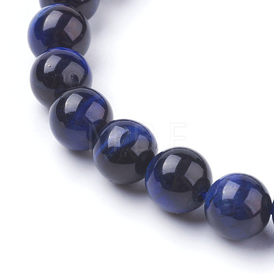 Natural Blue Tiger Eye Beads Strands G-G099-8mm-13-1