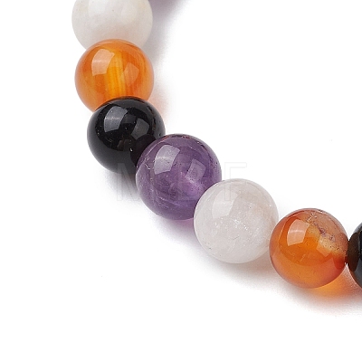 Natural & Synthetic Mixed Gemstone Beads Thread Stretch Bracelets for Women BJEW-JB11251-1