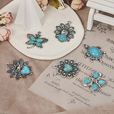 6Pcs 6 Style Alloy Pendants FIND-TA0003-60-1