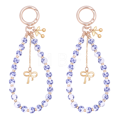 2Pcs Zinc Alloy Ceramic Beads Mobile Straps AJEW-ME0002-83A-1