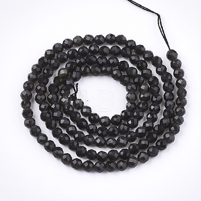 Natural Black Obsidian Beads Strands G-T108-41-1