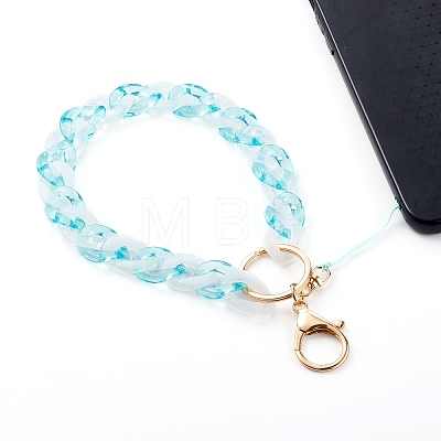 Two Tone Transparent Acrylic Curb Chain Mobile Straps HJEW-JM00453-03-1